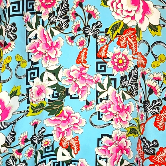 Natori Floral Kimono Sleeve Satin Robe Luxury Maximalist Vacation Lounge Silky - Picture 6 of 9